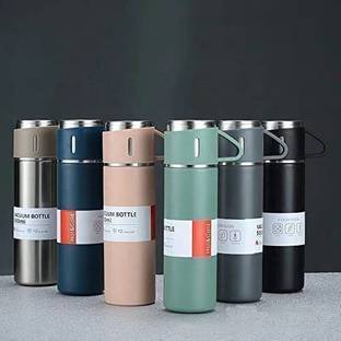 APEROL DESIGN 500ml Steel Vacuum Flask Set with 3 Cups | Hot & Cold | Gift Combo Pack 500 ml Water Bottle