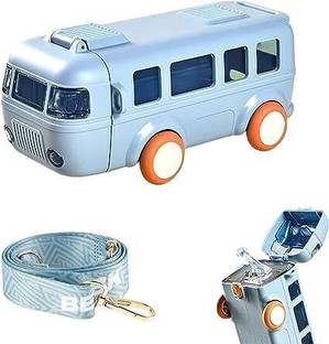 Urban Festivities Bus Water Bottle School Bus Water Bottle With Straw Water Bottle for Kids 500 ml Water Bottle