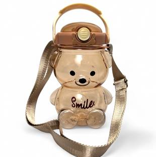 Jhalakriti 1000ml Teddy Bear Sipper Water Bottle, Straw Water Bottle for Kids 1000 ml Water Bottle