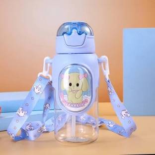 FATFISH Deer Horn Multi Design Cute Mix Cartoon Sipper school Bottle for Kids with Strap 600 ml Water Bottle