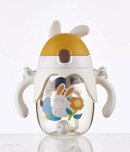 x pulse Portable Straw Fancy Plastic Water Bottles Double Drink Cup Children Cute Straw 350 ml Water Bottle