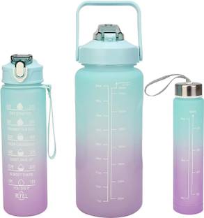 Devdhan Water Bottle, BPA Free Gym Bottle, Motivational Bottle with Straw 2000 ml 3200 ml Water Bottles
