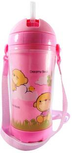 Crafts For You Cartoon(Bear) Printed Pink School Bottle 375 ml