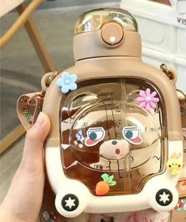 RHINETOYS Cartoon-Printed Designer Teddy: Perfect 1L Anti-Leak Gift for Kids 1000 ml Water Bottle