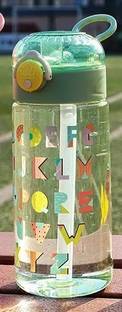 HANIYA ONLINE STORE ABCD WATER SIPPER BOTTLE WITH HANDLING PLASTIC BOTTLE BUTTON WITH STRAW SIPPER 450 ml Water Bottle
