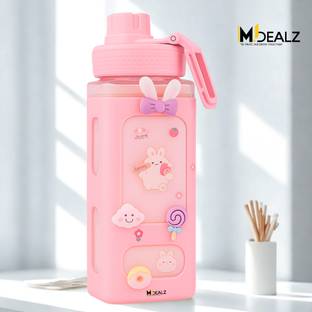 MDealz Kids Water Bottle With Straw | School Use Cartoon Square Bottle 700 ml Water Bottle