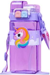 arthasya Unicorn Water Bottle for Kids with Carry Strap to Hang Double drinking Bottle 520 ml Water Bottle