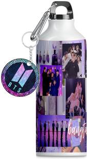 TrendoPrint BTS Keychain And Printed Sipper For School,Gym,Office & Gift For Loved Ones-SK09 600 ml Water Bottles