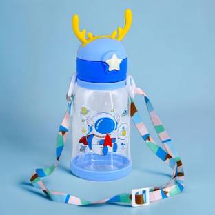 parmi Cute Cartoon Water Bottle with Straw 400 ml Water Bottle
