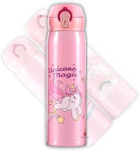 Barbarik Stainless Steel Unicorn 500 ml Water Bottle (Set of 1, White) 500 ml Water Bottle