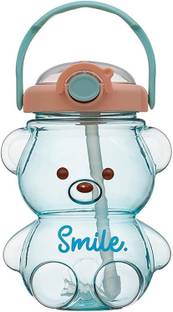 Virtuous 1000ml Big Size Cute Teddy Design Kids Bottle for School with Strap-Straw-Handle 1000 ml Water Bottle
