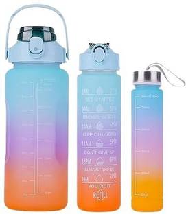 parmi Unbreakable 3-Piece Motivational Water Bottle Set 2000 ml Water Bottles