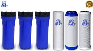 MG MART 10"PP+CTO+GAC+Housing Blue(3Pc) All Type Industrial RO Suitable Water Purifiers Solid Filter Cartridge