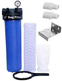 MG WATER SOLUTION Whole House Water Filter with Housing Bag Filter, Pressure Meter, Wrench _ 20" Solid Filter Cartridge