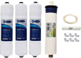 Aquagrand RO service Kit with Carbon and Sediment Filter set and Earth-80 GPD Membrane Solid Filter Cartridge