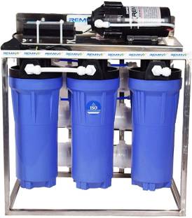 Remino 25 LPH Commercial RO Water Purifier System/Plant 25 Liter Per hour Stainless Steel With TDS Adjuster Solid Filter Cartridge