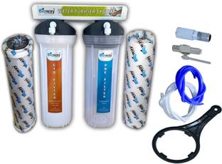 bioway TWO STAGE PRE FILTER SET TO ENHANCE LIFE OF ANY RO/UV WATER PURIFIER -WATER HEATER/GEYSER - WASHING MACHINE WITH FULL INSTALLATION KIT (HEAVY DUTY MS PLATE+PPSPUN+CTO+INLET+VALVE+PIPE+SPANNER) Solid Filter Cartridge