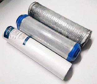 AQUA WATER 10 inch Filter Set (PP Spun + Granular Activated Carbon GAC + Carbon Block CTO) Solid Filter Cartridge