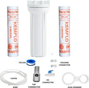 Kemflow Spun ,Housing,Spanner,Teflon and Inlet Diverter Valve Kit for RO Water Purifiers Solid Filter ...
