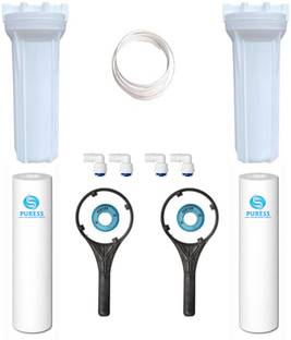 PURESS 2 Pcs Pre Filter Housing with 2 PP Spun Filter, Spanner, Tap, Elbow, 3m Pipe Solid Filter Cartridge