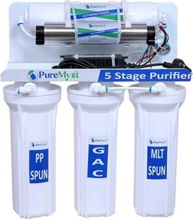 PureMyst 5 Stage Gravity Base Water Purifier With Active Carbon Cartridge,UV Media Filter Cartridge