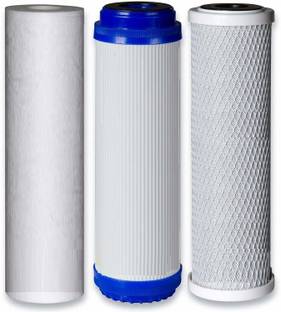 Fillico 10" Set-Replacement Filters Reverse Osmosis Set of 3 ( GAC + CTO + PP Spun) Solid Filter Cartr...