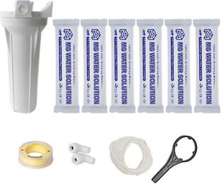 MG WATER SOLUTION Pre Filter Housing | 6 Nos. PP Spun Filter | 1/4" Elbows Connector | Teflon Tape | 3 Mtr Pipe Suitable Domestic Water Purifier Solid Filter Cartridge