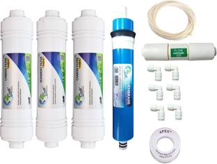 Shopping Store 1 Year RO service Kit ,Earth 75 GPD membrane with Inline set Solid Filter Cartridge