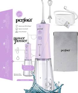 Perfora Power WaterDental Flosser250ml Capacity 2Nozzles 1500mAh Battery Lavender Water Flosser