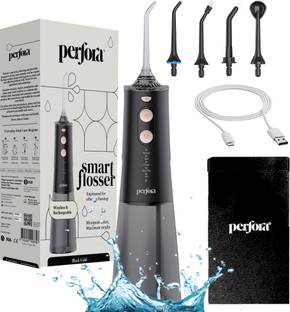 Perfora Smart Water Dental Flosser 220 ml Tank Capacity 5 Modes & 5 Nozzles Black Water Flosser