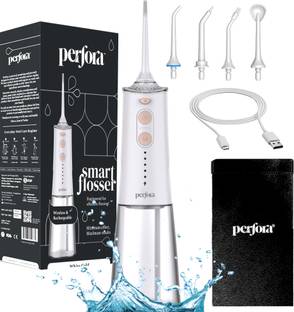 Perfora Smart Water Dental Flosser 220 ml Tank Capacity 5 Modes & 5 Nozzles White Water Flosser