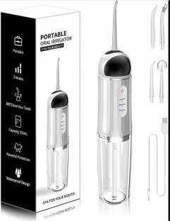 Dreamshop Powerfull Smart Water Dental Flosser | Pure White with 4 Nozzle tips Water Flosser