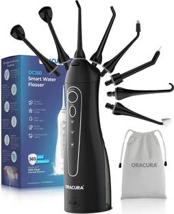 ORACURA OC150 Smart Pro with 150 ml Watertank | Portable and Rechargeable (Black) Water Flosser