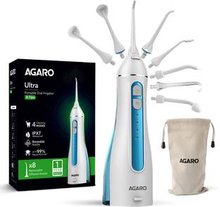AGARO Ultra Plus Portable Dental Flosser: 8 nozzles, 4 modes, cordless, rechargeable Water Flosser