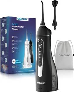 ORACURA OC200 Lite Smart Plus | Portable & Rechargeable | IPX7 Waterproof (Black) Water Flosser