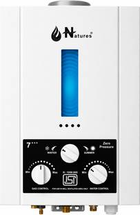 Natures 7 L Gas Water Geyser | Instant LPG Gas Geyser | ISI Certified | White 7 L Gas Water Geyser