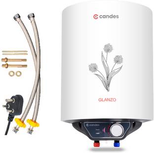 Candes 15 L Storage Water Geyser (Glanzo Glassline, White)