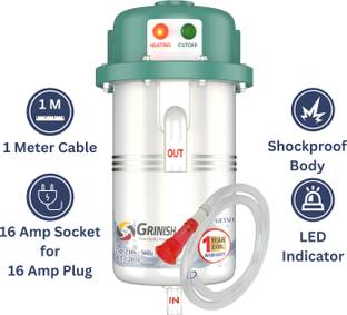 GRINISH 1 L Instant Water Geyser, Portable Geyser, Electric Geyser, Tap Water Geyser 1 L Instant Water...