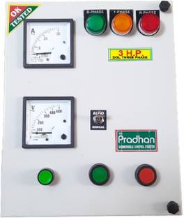 PRADHAAN 3 Phase Auto-Manual Direct on line Delta 3HP HD 6-9Amp Motor Starter Panel 415V Centrifugal Water Pump