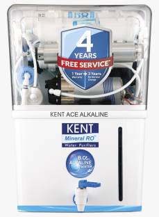 KENT Ace Extra/ Ace Alkaline 8 L RO + UV + UF + TDS Control + Alkaline + UV in Tank Water Purifier Suitable for all - Borewell, Tanker, Municipality Water