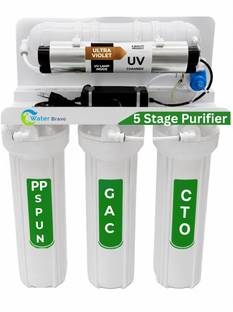 Water Bravo 5 Stage Electric UF Water Purifier | Under Sink & Wall Mount | No Water Wastage 25 L RO Wa...