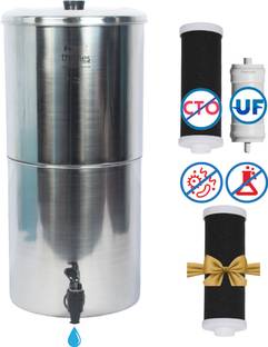 Ferrum Ultra Pure Filter Stainless Steel with Activated Carbon Block and Ultrafilter 20 L Gravity Base...