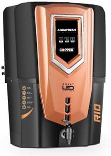 Aqua Fresh RIO C black LED COPPER+RO+UV+TDS 12 L electric borewell water purifier 12 L RO + UV + Coppe...