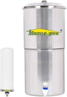 Home-pro Stainless Steel Water Filter | Non Electric | Long Ceramic Candle 1 | 16 L Gravity Based Wate...