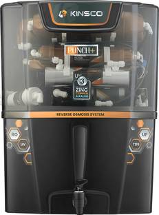 Kinsco Punch plus+ Zinc Copper and Alkaline 15 L RO + UV + UF + Copper Guard + pH enhancer Water Purif...
