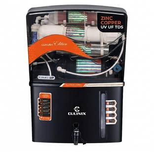 culinix Black Edition Zinc Copper UV UF TDS 15 L RO + UV + UF + Minerals Water Purifier