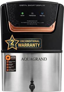 Aquagrand FLOW Copper Model With Stainless Steel Tank |Needs No Service & 2 Years Warranty 12 L RO + U...