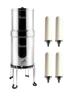 Rama Stainless Steel Non Electric Filter | 12L Storage, 4 Spirit Candles & SS Stand 24 L Gravity Based...