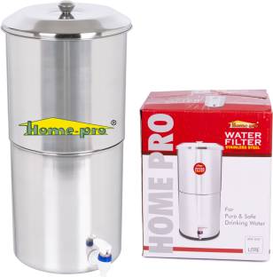 Home-pro Stainless Steel Water Filter | Non Electric | Long Ceramic Candle 2 | 18 L Gravity Based Wate...