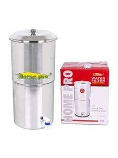 Home-pro Stainless Steel Non Electric Water Filter with 3 Candle | 24 L Gravity Based Water Purifier